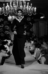 Exceptional Fall 1983 Yves Saint Laurent Haute Couture Runway Black Silk Wrap Dress w Bow Detail