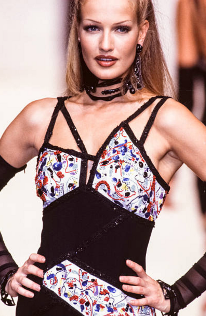 Fantastic Spring 1993 Karl Lagerfeld Runway Black Dress w Extensive Be –  Shrimpton Couture