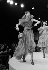 Prettiest Spring 1980 Yves Saint Laurent Floral Cotton Gauze Wide Shoulder Dress w Matching Tie Belt