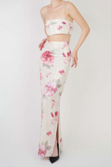 Spring 2001 Balmain by Oscar de la Renta Silk Floral Jacket, Skirt & Bandeau Dress Set Covered in Iridescent Sequins