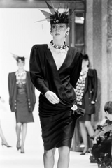 Fabulous Spring 1985 Emanuel Ungaro Haute Couture Runway Black Stripe Jacket & Skirt Set