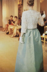 Rare Spring 1964 Cristobal Balenciaga Haute Couture Pale Mint Green Sculpted Silk Taffeta Dress
