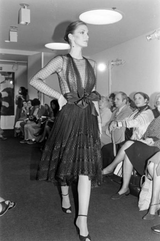Documented Spring 1979 Bill Blass Couture Black Silk Swiss Dot Net Dress