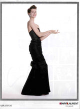 Stunning Spring 1987 Yves Saint Laurent Ad Campaign Silk & Gathered Black Net Strapless Dress