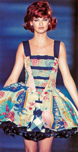 Iconic Spring 1992 Versace by Gianni Versace Jeans Couture Floral Print Full Skirt Halter Mini Dress