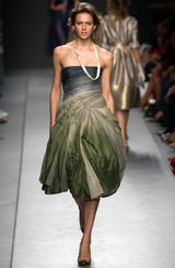 Spring 2004 Prada by Miuccia Variation on Look 52 Printed Ivory Strapless Cotton Dress