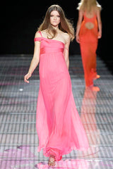 Exquisite Spring 2008 Versace by Donatella Versace Runway Look 52 Coral Pink Silk Chiffon Dress