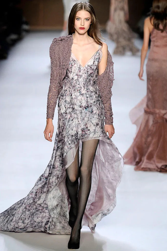 Outstanding Spring 2009 Nina Ricci by Olivier Theyskens Runway Look 12 Floral Printed Silk Dress