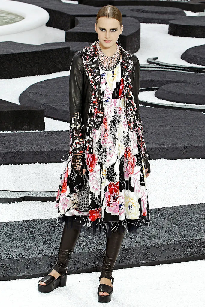 Prettiest Spring 2011 Chanel by Karl Lagerfeld Runway Look 48 Pleated Sleeveless Floral Silk Dress