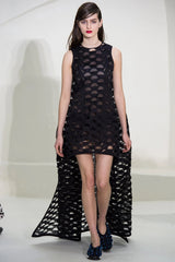 Glamourous 2014 Christian Dior by Raf Simons Densely Covered Black Sequin Dress w Pink Lining