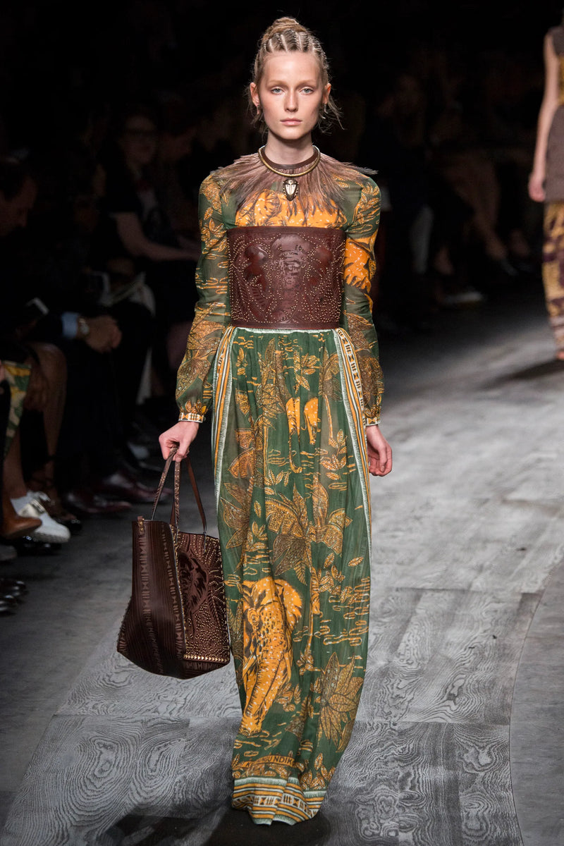 Spring 2016 Valentino by Pierpaolo Piccioli & Maria Grazia Chiuri Runway Elephant Printed Cotton Dress