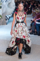 Pretty Spring 2019 Alexander McQueen by Sarah Burton Crisp White Cotton & Red Floral Print Dress