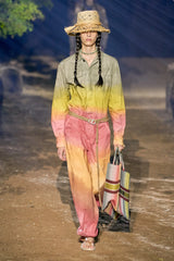 Gorgeous Spring 2020 Christian Dior Sunset Striped Cotton Dress w Silk Chiffon Under Slip