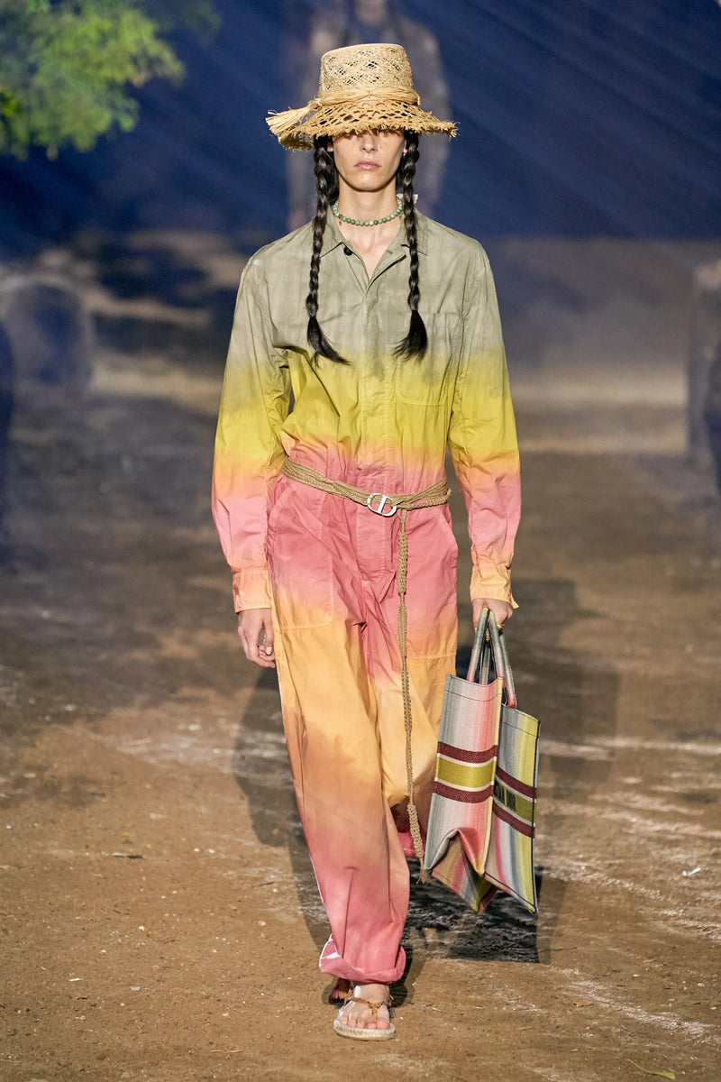 Gorgeous Spring 2020 Christian Dior Sunset Striped Cotton Dress w Silk Chiffon Under Slip