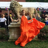 Resort 2016 Stella McCartney Runway Finale Look 34 Silk Dress w Gold Metal Collar & Ruffled Hem