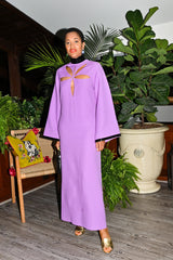 Spring 2020 Gucci by Alessandro Michele Runway Look 64 Purple Cut Out Tunic Dress w Patent Trim