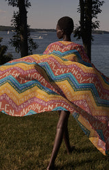 Dreamy 2024 Valentino Special Escape Summer Capsule Cotton Chevron & Logo Print Cover Up Overdress