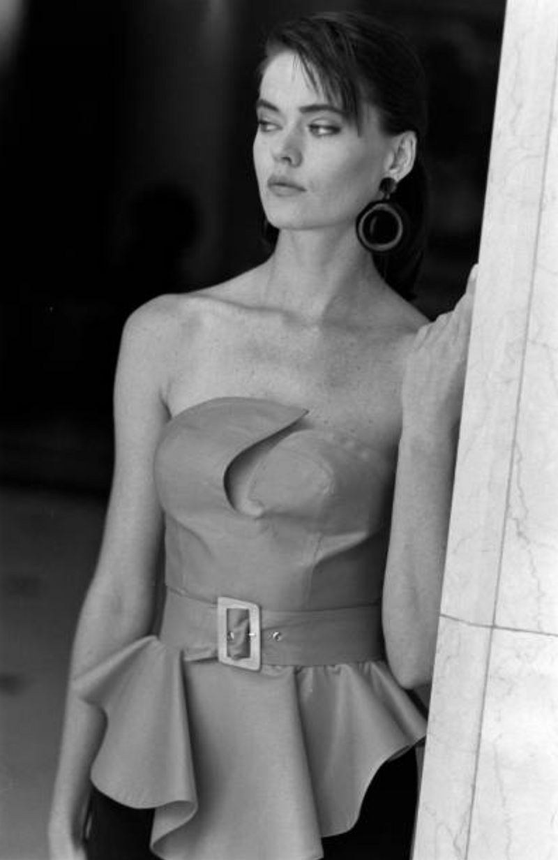 1986 Thierry Mugler Strapless Sculpted Cotton Pique Dress