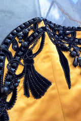 1987-1988 Christian Dior by Marc Bohan Textured Black Silk Skirt & Hand Beaded Corset Set