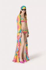 Dreamy 2024 Valentino Special Escape Summer Capsule Cotton Chevron & Logo Print Cover Up Overdress