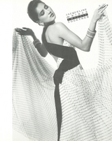 Dreamy Spring 1987 Jacqueline de Ribes Runway & Ad Campaign Silk Chiffon Dot Dress w Black Velvet Bow Detailing