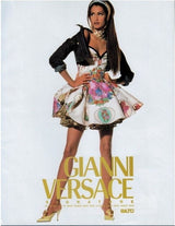 Iconic Spring 1992 Versace by Gianni Versace Jeans Couture Floral Print Full Skirt Halter Mini Dress