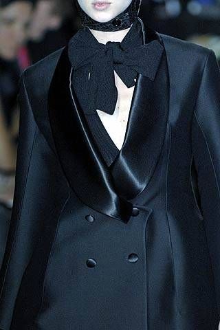 Chic Fall 2007 Yves Saint Laurent by Stefano Pilati Black Shaped Tuxedo Mini Dress