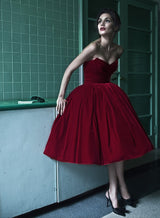 2012 Dolce & Gabbana Limited Edition Strapless Deep Red Velvet Dress w Extremely Full Skirt