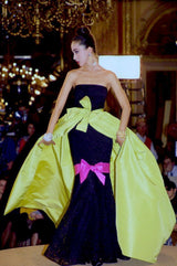 Spring 1986 Yves Saint Laurent Numbered Haute Couture Strapless Black Handmade Lace Dress