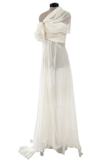 Outstanding Cruise 2010 Christian Dior by John Galliano Runway Version in White Silk Chiffon Draped Dress