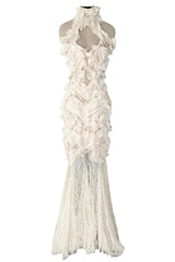 2011 Alexander McQueen by Sarah Burton Intricate Lace & Silk Chiffon Ivory Dress