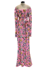 c.Spring 1986 Yves Saint Laurent Haute Couture Floral Silk with Belt
