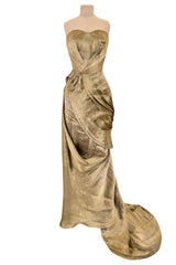Iconic Spring 2008 Nina Ricci by Olivier Theyskens Runway Look 36 Gold Metal Thread Dress