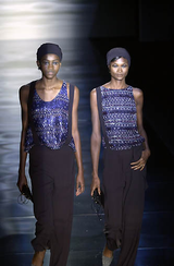 Fantastic Fall 1998 Giorgio Armani Runway, Ad Campaign & Exhibit Silk Skirt w Fall 2001 Sequin Top Set