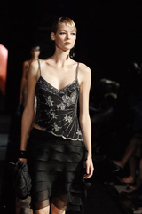 Prettiest Spring 2006 Giorgio Armani Silk Chiffon & Net Skirt and Top Set w Beaded Butterflies