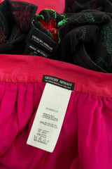 Fantastic Fall 1999 Giorgio Armani Runway Beaded Sequin Net Bodysuit & Deep Pink Skirt Set