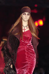 Fall 2006 Christian Dior by John Galliano Runway Look 41 Red Velvet Dress