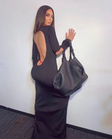 Spring 2021 Givenchy by Matthew Williams Runway Black Backless Knit Dress w Open Cut Outs