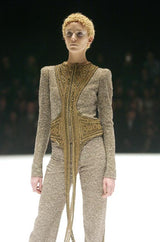 Documented & Rare Fall 2004 Alexander McQueen Tweed Pant Suit w Elaborately Embellished Jacket