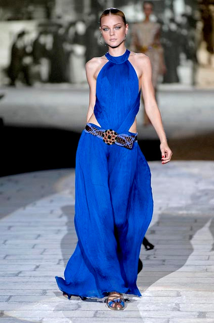 Very Rare Spring 2007 Roberto Cavalli Green Pleated Silk Chiffon Dress w Open Back & Sides