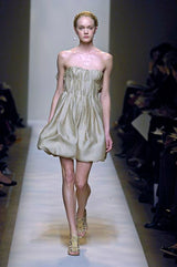 Fall 2007 Bottega Veneta by Tomas Maier Strapless Gold Metallic Dress w Puffed Skirt