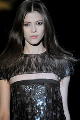 Incredible Fall 2010 Gucci by Frida Giannini Runway Look 45 Strapless Dress Covered w Pailettes & Matching Capelet