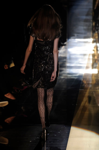 Incredible Fall 2010 Gucci by Frida Giannini Runway Look 45 Strapless Dress Covered w Pailettes & Matching Capelet