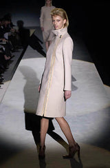 Minimalist Fall 2001 Gucci by Tom Ford Runway Look 21 Cashmere & Leather Sleek Black Coat