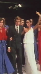 Spring 1982 Yves Saint Laurent Runway & Ad Campaign Red Jersey One Shoulder Dress