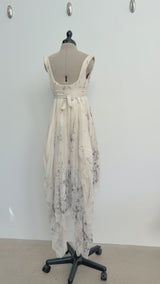 Fall 2003 Alexander McQueen 'Scanners" Runway Look 55 Silk Dress w Silver Sequins & Hand Embroidery
