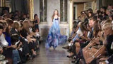 Spring 2010 Emilio Pucci by Peter Dundas Runway Look 24 Blue Printed Silk Chiffon & Sequin Dress