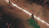 Remarkable Resort 2019 Gucci by Alessandro Michele Runway Look 9 Green Lace & Net Ruffle Dress w Train