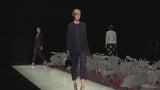 Ad Campaign Spring 2016 Giorgio Armani Runway Look 29 Three Piece Navy Top, Pant & Neckpiece Set