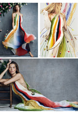 Spring 2016 Chloe by Clare Waight Keller Runway Look 24 Hand Dyed Multicolor Silk Chiffon Dress